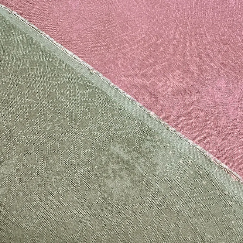 High Quality Pane Double-Sided Different Color Silk through Hole Jacquard Rosang Silkworm Fabric Han Clothing Chinese Cloth