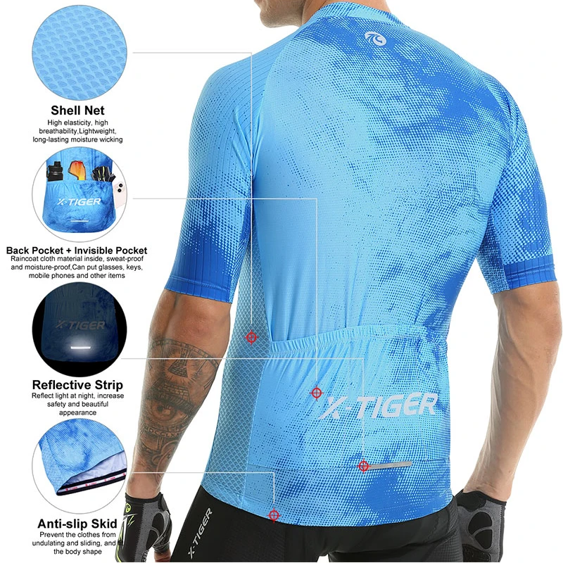 X-TIGER Cycling Jerseys Summer Breathable Riding Shirts Outdoor Sportwear Men Bicycle Jerseys Road Racing Bike Short Sleeves