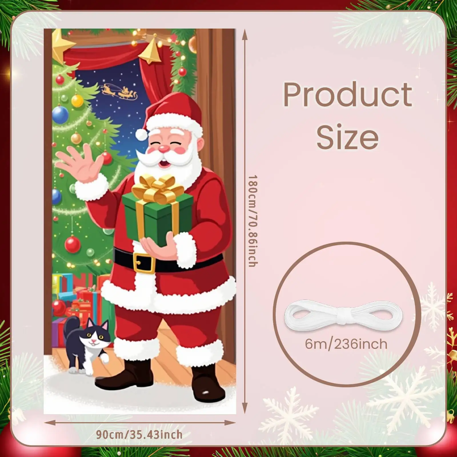Winter Holiday Banner Decorative Christmas Tree Backdrop Santa Gift Display Golden Bells Holiday Background For Xmas Celebration