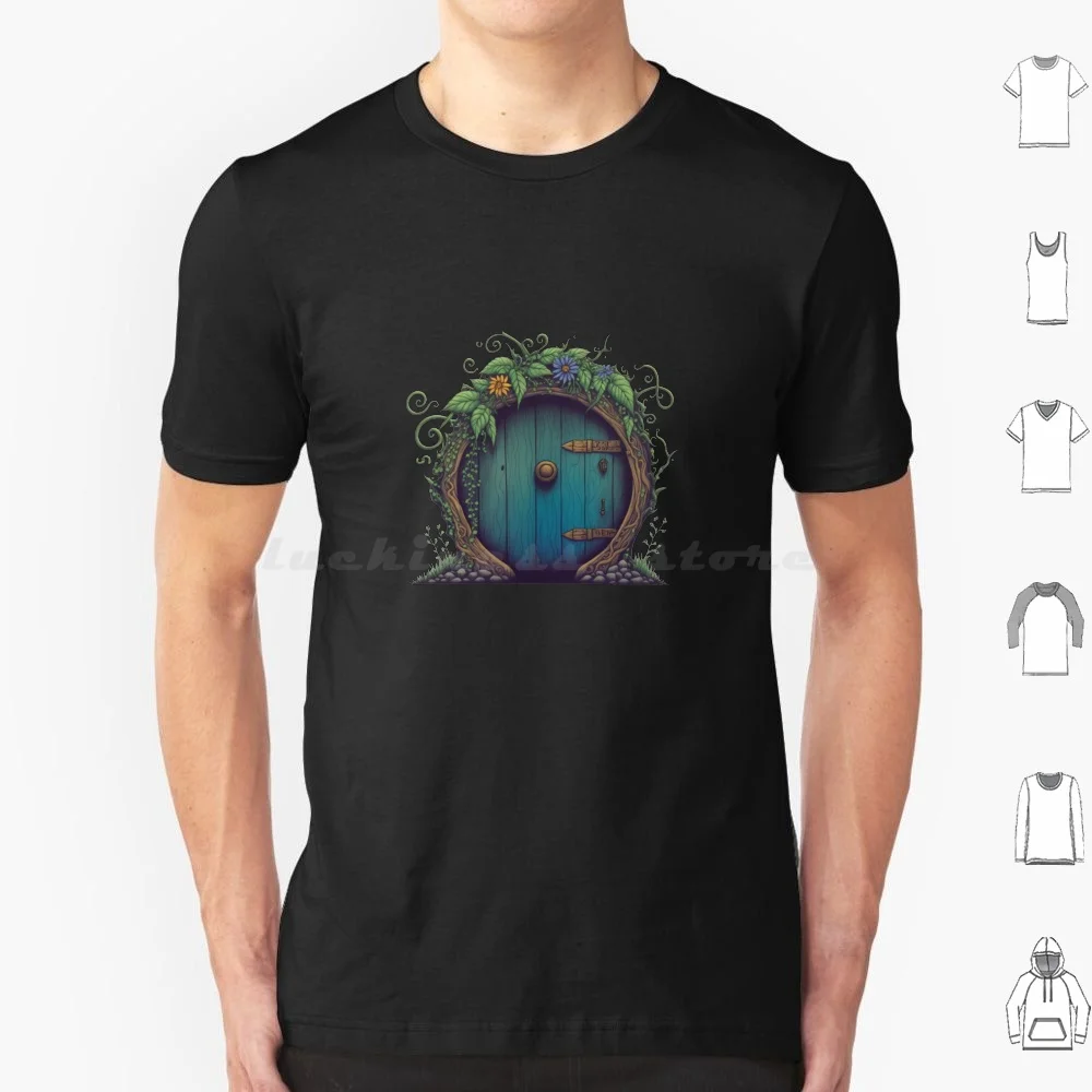 Beautiful Round Door-Black-Fantasy T Shirt 6Xl Cotton Cool Tee Fantasy Lonely Mountain Mountain Gandalf Frodo Bilbo Baggins