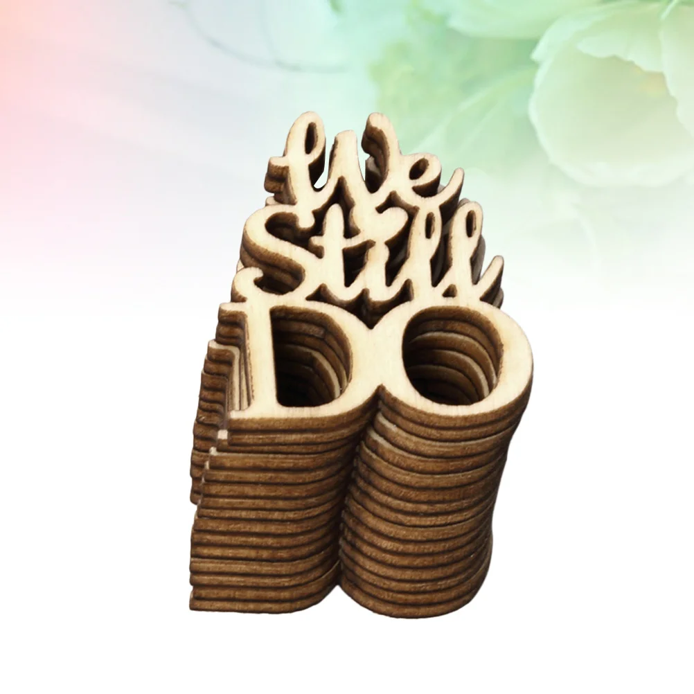 15 قطعة من قطعة الخشب ديكور من الخشب الطبيعي دعامة الزفاف كلمة إنجليزية ما زلت تفعل حفلة المنزل معلقة خلفية الصورة الحرفية #4