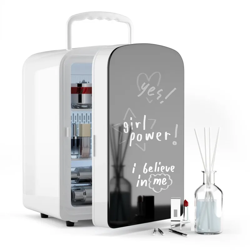 9L Portable Mini Beauty Fridge 12V DC Power Cosmetic Refrigerator, Compact Household Makeup Skincare Storage Cooler