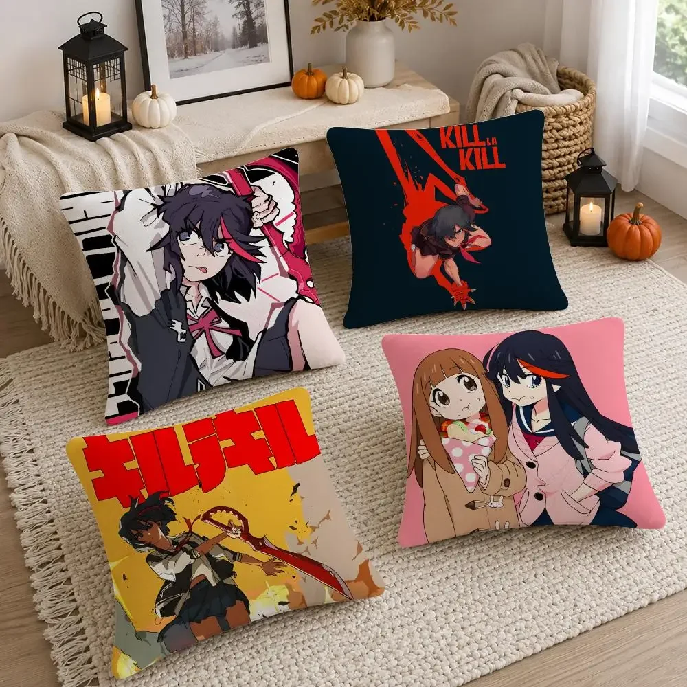 Anime KILL La KILL Cushion Cover Soft Fluffy Short Plush  Pillow Case Throw Decorative for Sofa Bedroom Home Decor