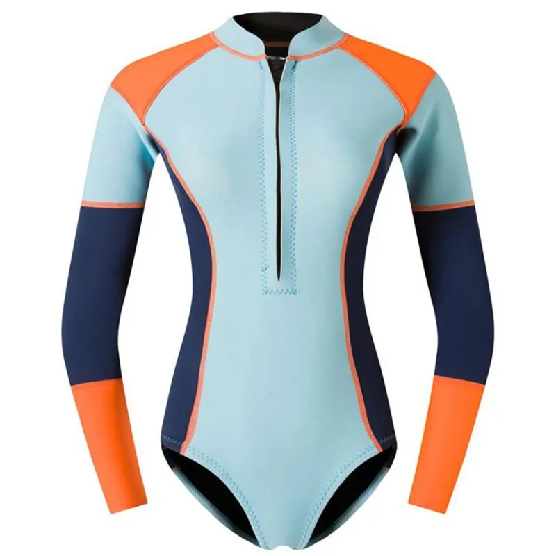 2 مللي متر النيوبرين بيكيني نمط بذلة المرأة طويلة الأكمام بدلة غطس تصفح الغوص بحر الشمس واقية قطعة واحدة ملابس السباحة