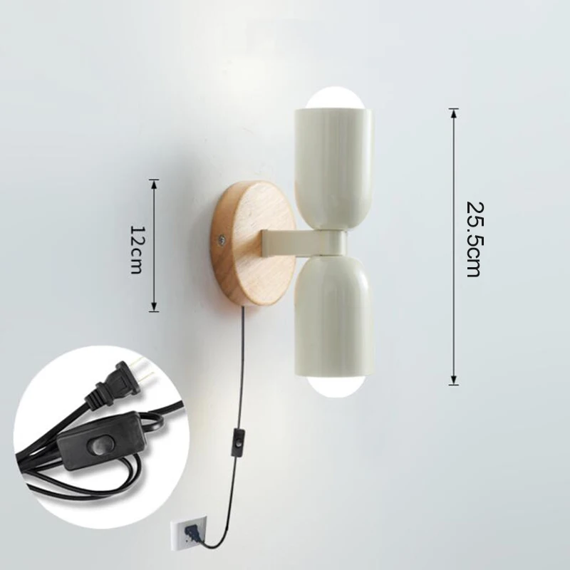 Imagem -06 - Cabeça Dupla Moderna Lâmpada de Parede Minimalista Led Sconce Plug Luz Varanda Corredor Cabeceira Sala de Leitura Quarto Decor