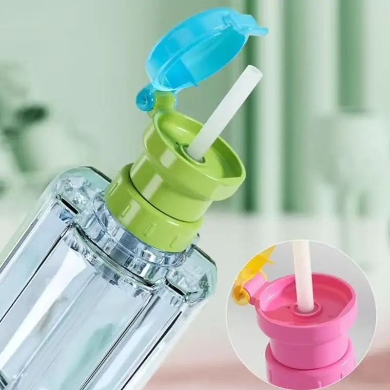 Baby Straw Cup Conversion Lid Set 3 in 1 Hinged Straw Lid with Long Straw, Training Cup Accessory for Infants and Toddlers
