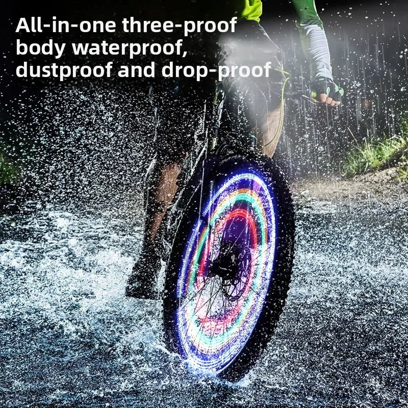 Solar-Powered Bike Valve Light with Induction - USB - Charging Bike Riding Light, Mountain Bike Pinwheel Hub Light