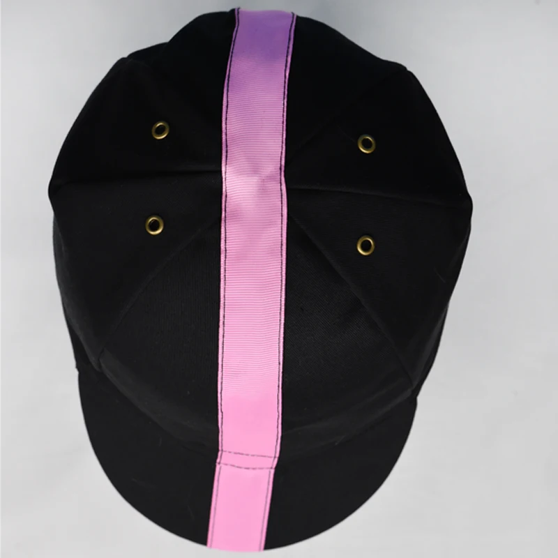 Pink Strip Cycling Caps Cotton Twill Black Head Wear Bike Hat One Size Fits Most