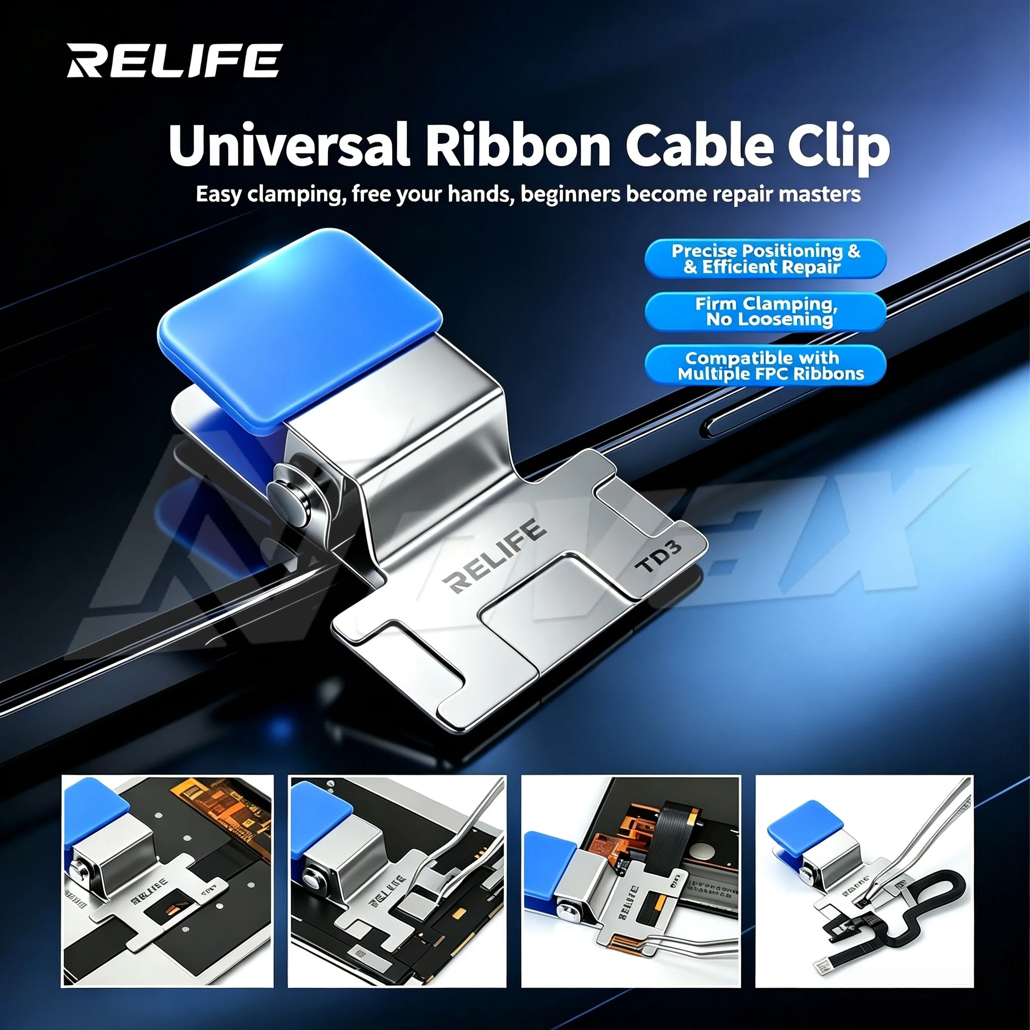RELIFE TD3 universal cable fixing fixture, suitable for mobile phone motherboards, LCD screens, FPC cable clamping tools