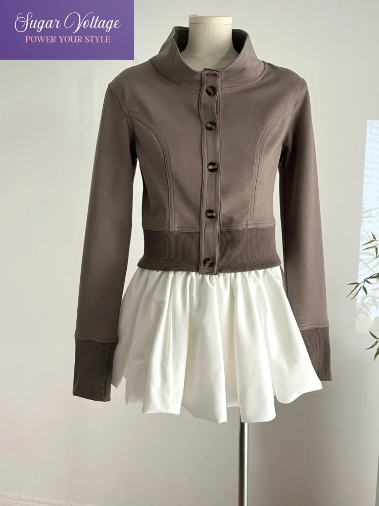 

Осенняя новая уличная одежда, модные короткие пальто, женские тонкие водолазки с длинными рукавами и пуговицами, винтажные элегантные офисные повседневные топы