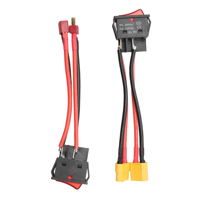 1PCS 30A 12V/24V 4-Pin 2-Gear Battery Master Switch with XT60/T-Plug Connector for RC Bait/Tug Boat 550/775 Brushed Motor