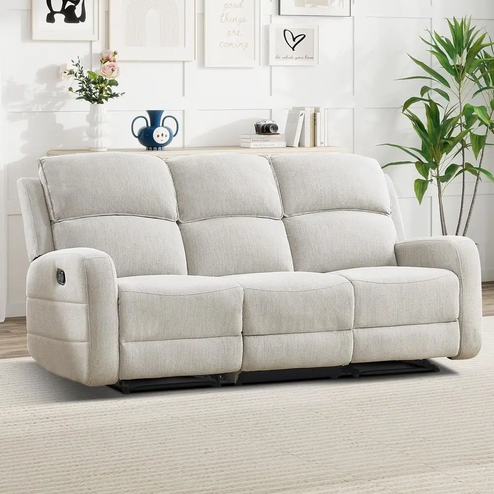

Living Room Reclining Couch Set, 3-Seat Sofa Recliner, Plush Fabric, Ideal for Meetings