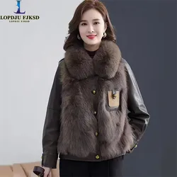 Faux Fox Fur Coats for Women,Single Breasted Long Spliced Jacket,Thicken Warm Female Clothes, Fox Fur Collar,New, Winter