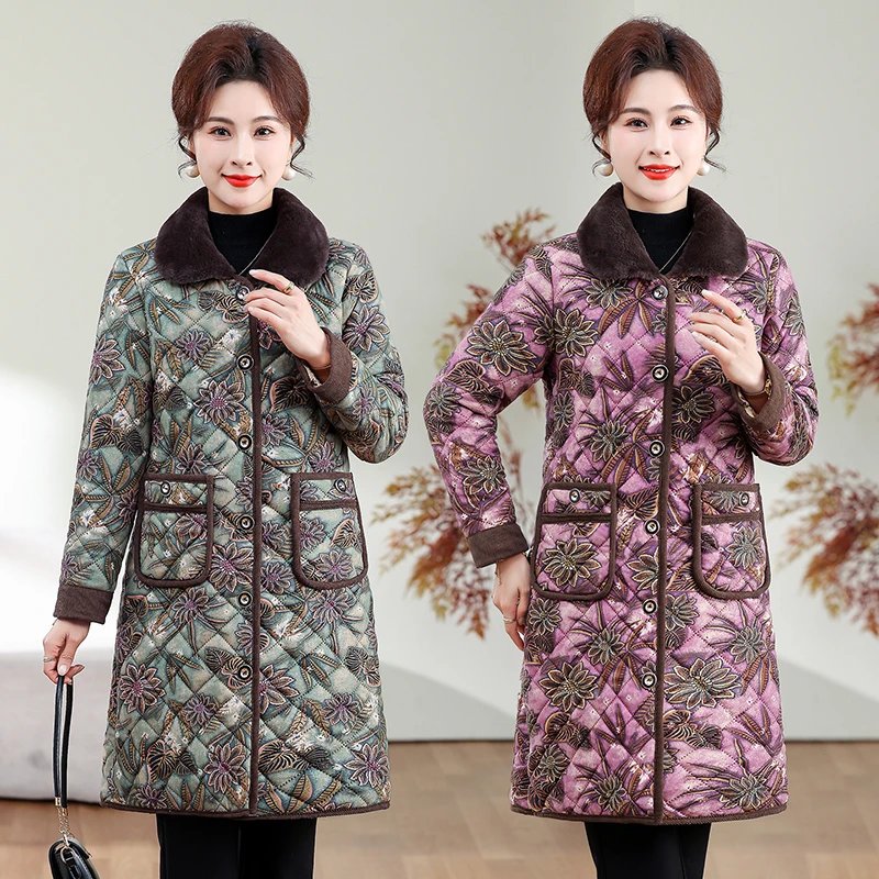 

НОВАЯ бархатная утепленная верхняя одежда для мам среднего возраста, теплая куртка на хлопковой подкладке, зимняя хлопковая женская куртка