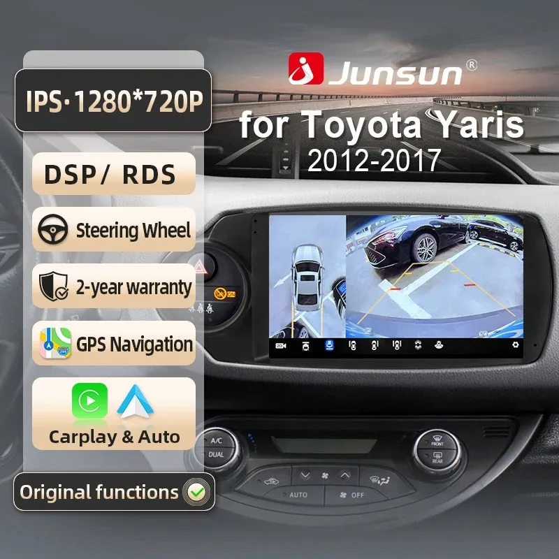 Image of Junsun für Toyota Yaris 2012-2017 9 Zoll 4GB 64GB Android 13 Autoradio GPS Navigation Carplay DSP Bluetooth FM Lenkradbedienung Unterstützung USB AUX Eingang Rückfahrkamera Bereit 1080P Video Split