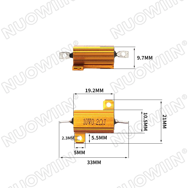 10W 25W Aluminum Power Metal Shell Case Wirewound Resistor 0.01 ~ 30K 0.1 1 2 3 4 5 6 8 10 20 25 100 150 1K 10K ohm RX24 image 3