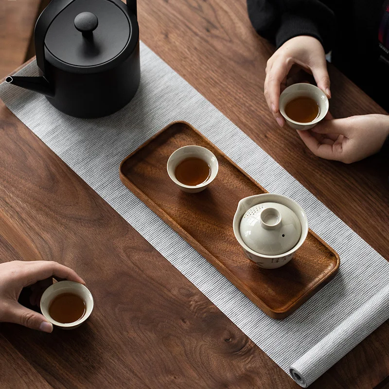 Walnut Tray Wooden Rectangular Refreshment Tray Nordic Modern Solid Wood Household Simple Tea Tray Dried Fruit Storage