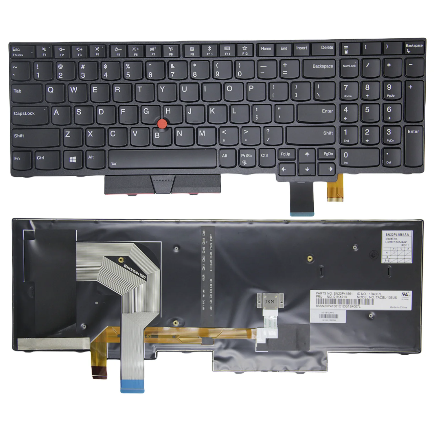 100%New Original US for Lenovo Thinkpad T570 T580 P51S P52S 01ER582 01ER541 SN20M07934 English Laptop Keyboard