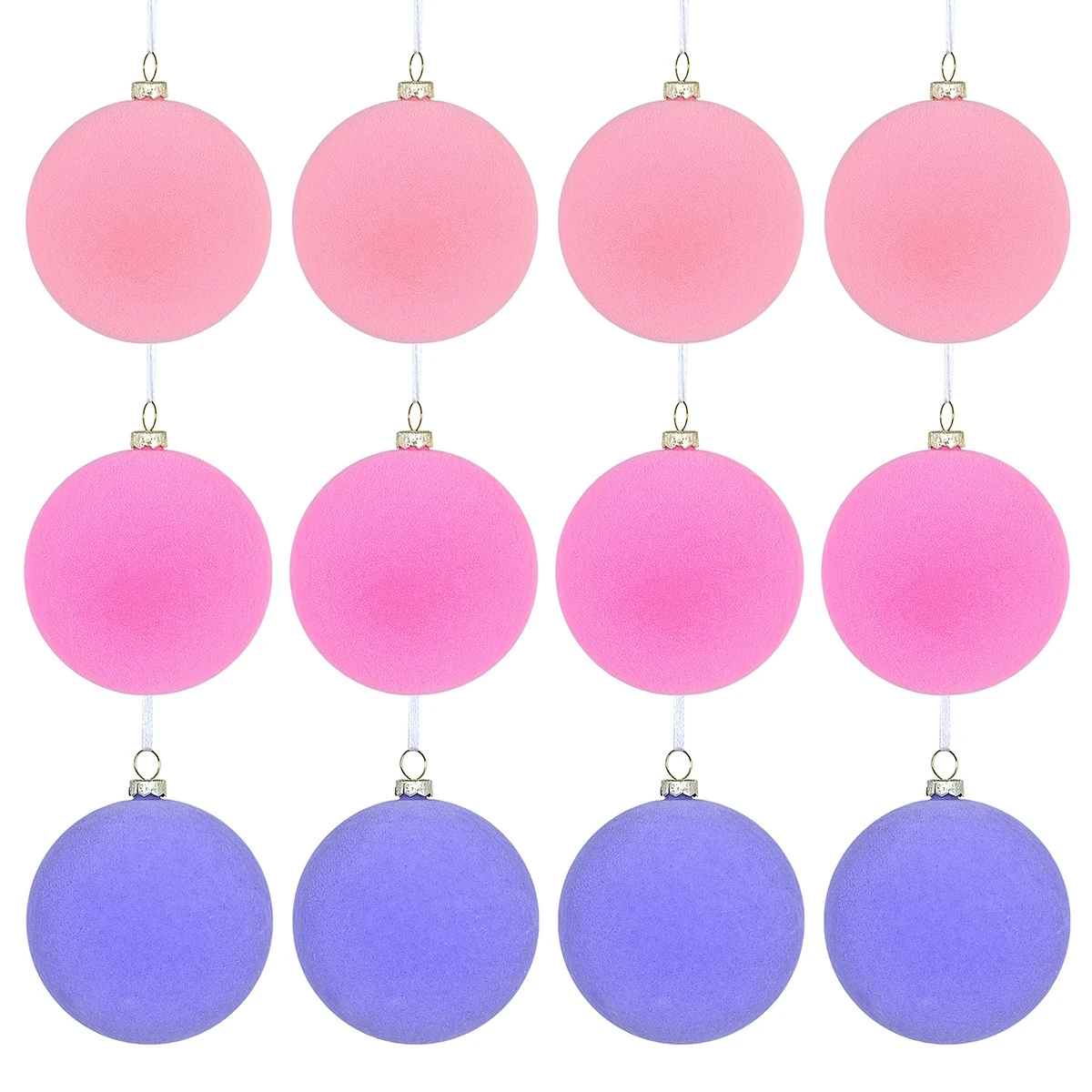 Flocked Christmas Ball Ornament Set 12 Pcs Lightweight Velvet Hanging Decorations to Elevate Your Seasonal Decor