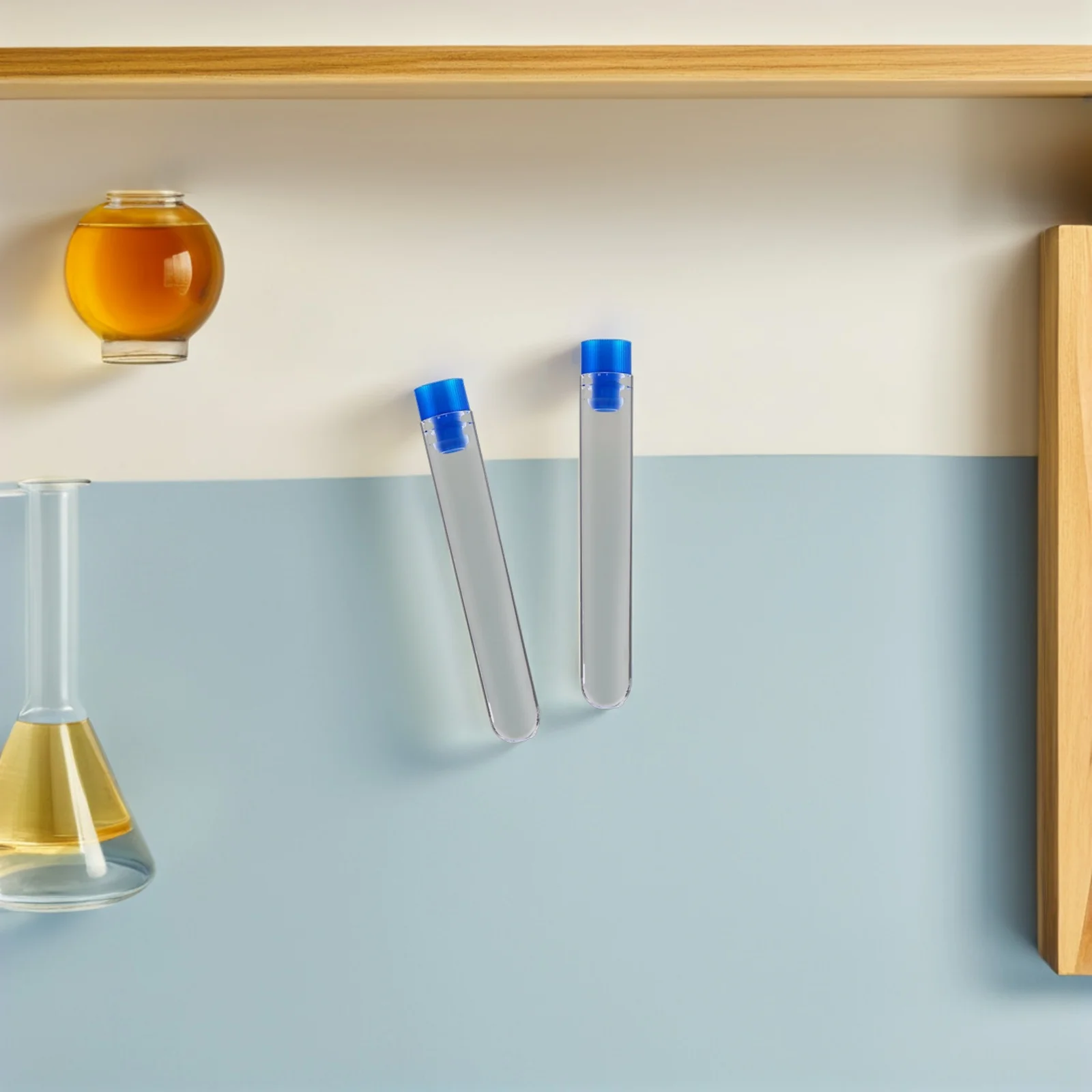 50Pcs Disposable Test Tubes Plastic Tubes with Caps for Lab Storage Chemistry Experiment Science Experiment Equipment