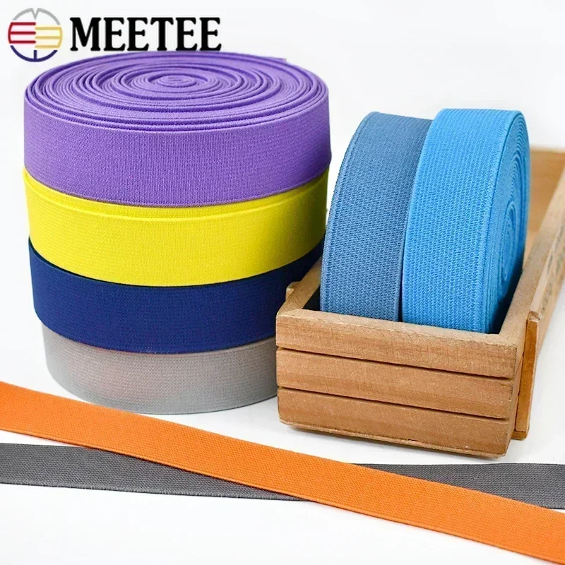 4M 20/25/30/40/50mm Colorful Polyester Elastic Band Underwear Bra Stretch Webbing Tapes Waistband Pants Belt Rubber Accessories