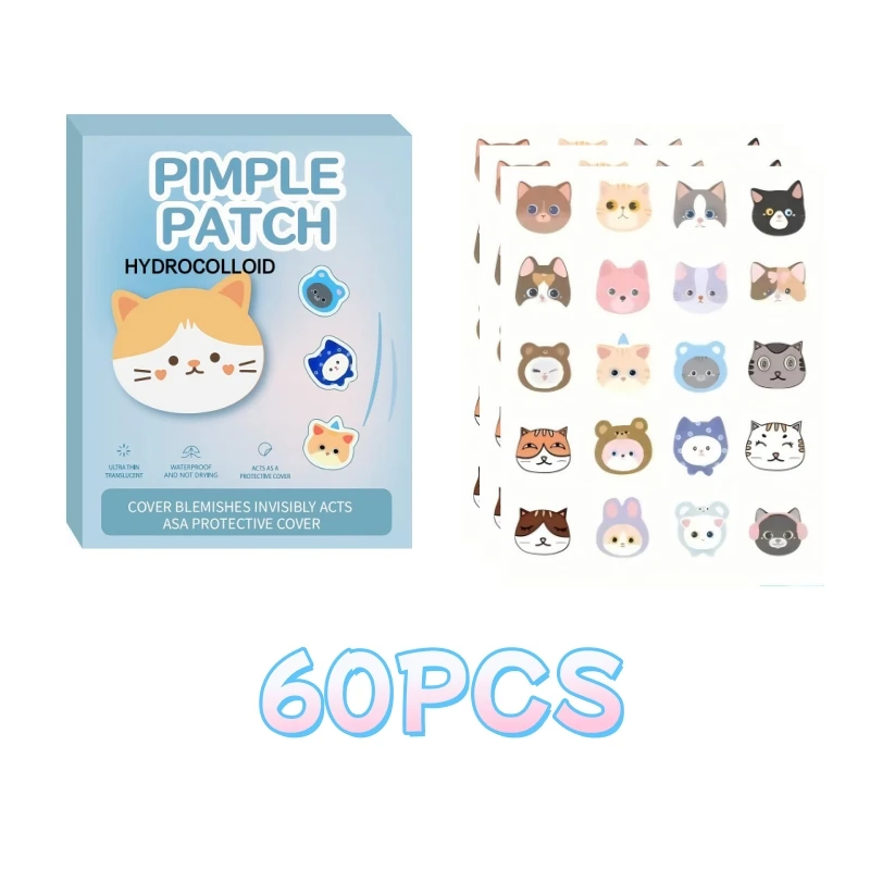 60-120PCS　Cartoon Kitty Acne Patches Waterproof Absorb Pus Facial Skin Care Patch
