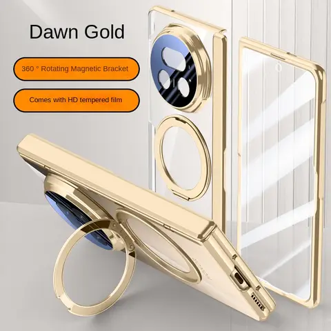 For Honor Magic V5 Case Luxury Plating Magsafe Ring Stand Magnetic Protective Back Cover case For Magic V5 V 5 Full Cover Shell