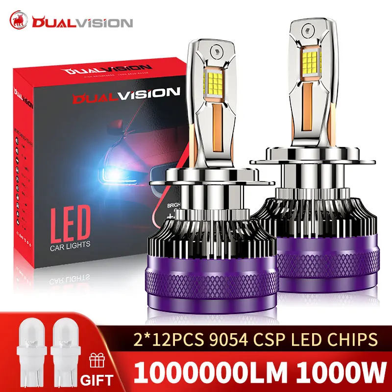 Dualvision 1000000LM 2000W H4 H7 H11 LED CANbus K5C K6C K7C H1 H8 H9 9005 9006 HB3 HB4 Светодиодная фара Turbo Авто противотуманная фара 6000K