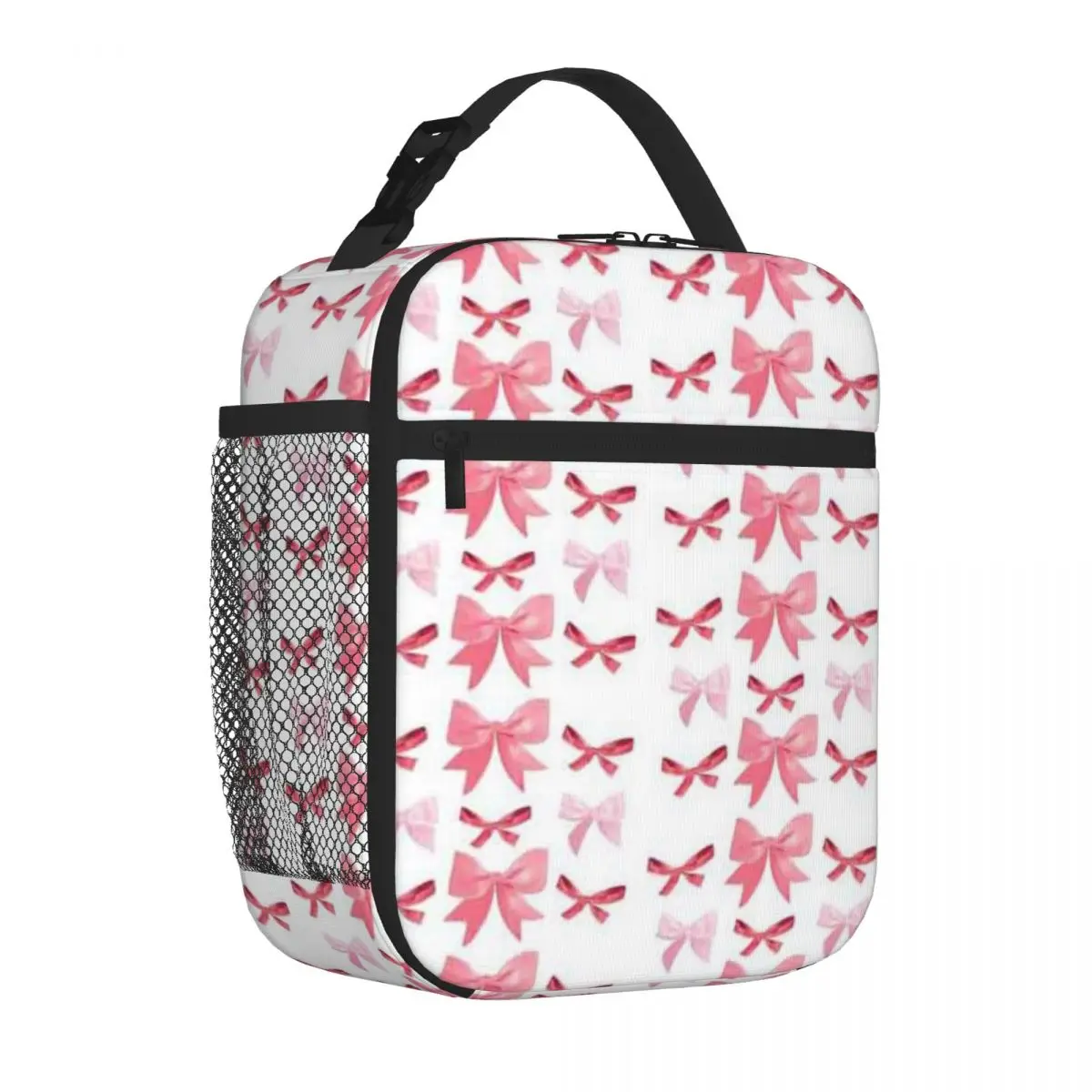 Bestselling Coquette Pink And Red Ribbon Letter Print Insulated Food Bag Boating Trip Small Lunch Bag