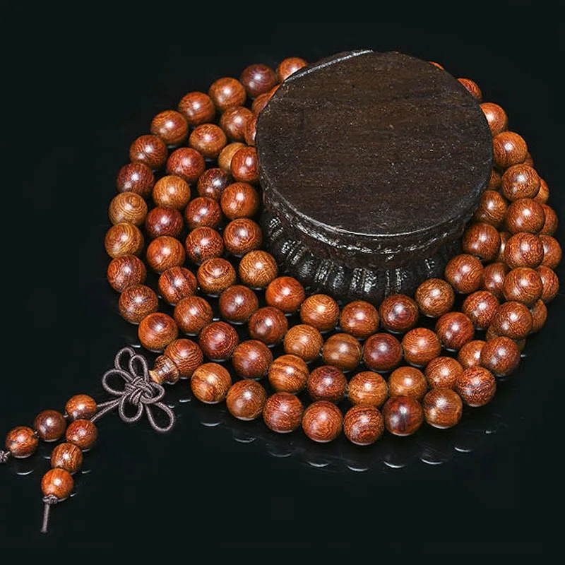 

8mm Small Leaf Red Sandalwood Buddhist Bead Bracelet Unisex Rosewood Fashion Hand Jewelry Bracelet Gifts