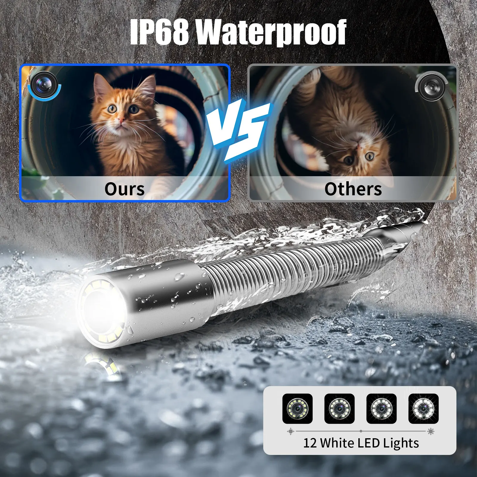 Sewer Pipe Inspection Camera IP68 Waterproof Industrial Endoscope with 5600mAh Battery HD 1000TVL Camera DVR 17MM - Image 2