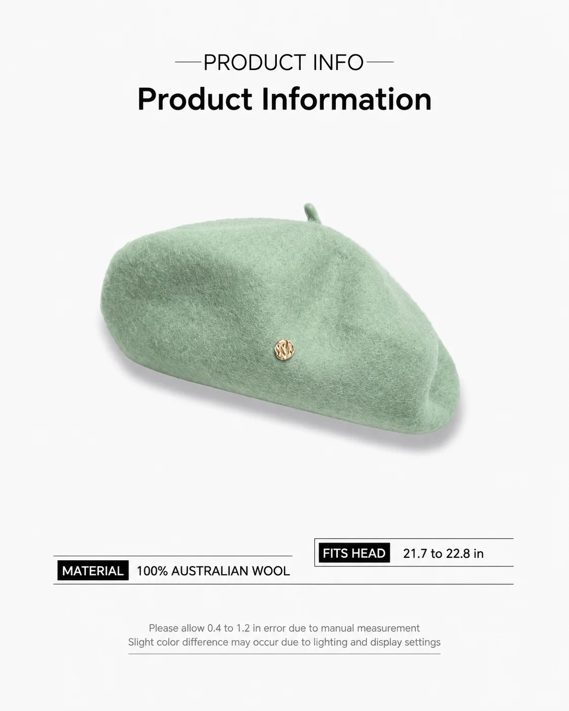 100% Woll-Baskenmütze für Damen, weich, warm, im französischen Stil, Künstlermütze, einfarbig, für Herbst und Winter, lässige Malermütze, modische Kopfbedeckung – Detail 2
