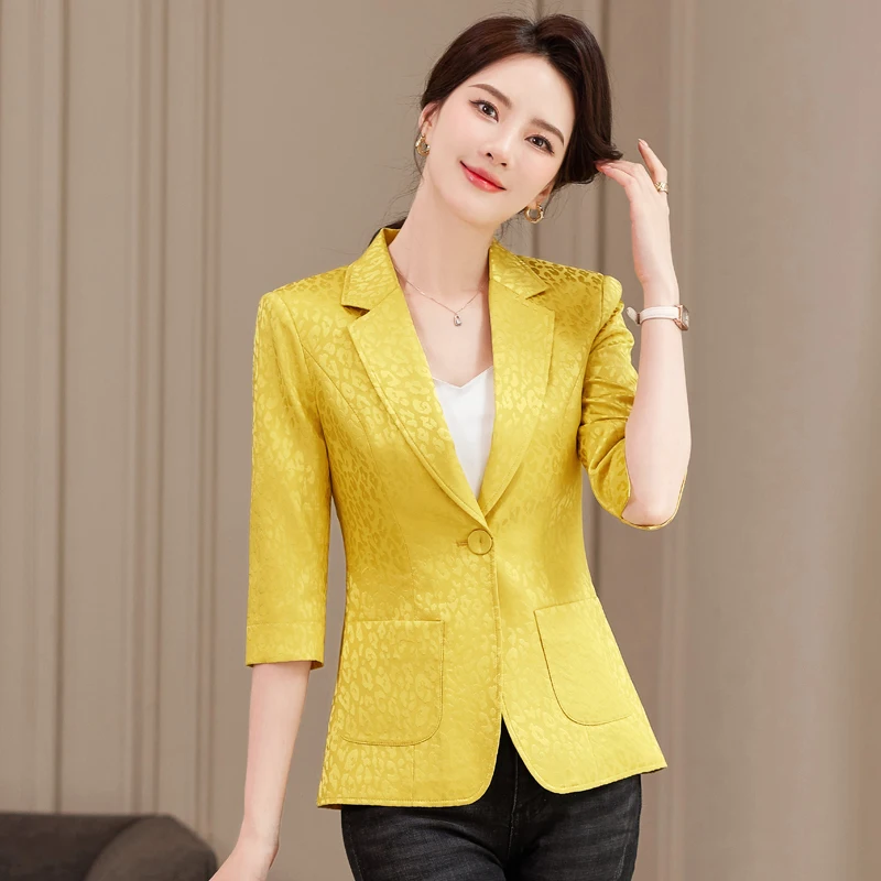 Spring Summer Half Sleeve Women Formal Professional Blazers Jackets Coat Female Outwear OL Styles Tops Blaser Clothes