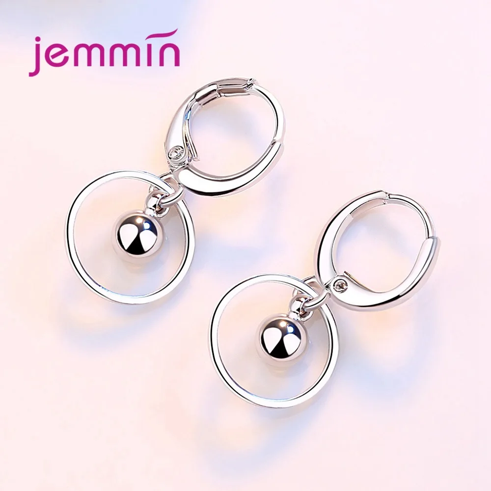 Simple Metal Made Woman Girl Earrings 925 Sterling Silver Round Loop Dangle Eardrop Jewelry for Appointment Ball Party Fashion