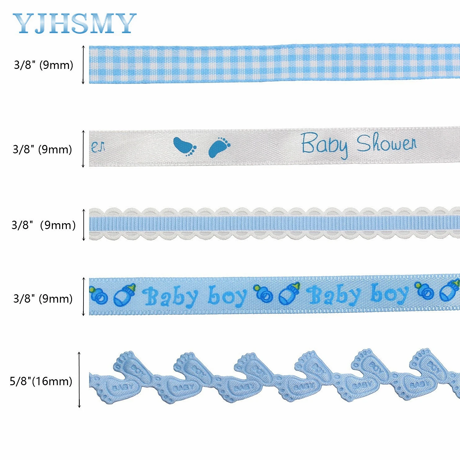 Jasnoniebieski chłopiec i jasnoniebieskie ręcznie robiona wstążka dziewczynki, 5 jardów/rolka, łącznie 25 jardów-idealne na Baby Shower, urodziny