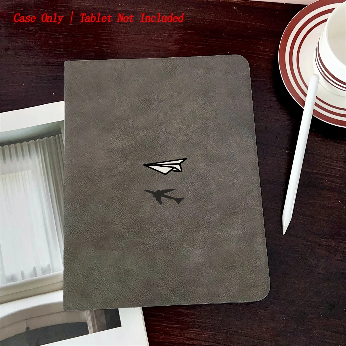 

Shockproof Book-Style iPad Cover with Pen Slot & Cute Paper Plane Print for Multiple Apple Models, Durable Anti-Impact