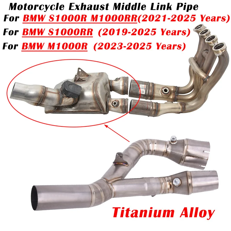 Für BMW S1000RR S1000R M1000R M1000RR 2019-2025 Motorrad Auspuff Escape Modifizierte Schalldämpfer Titan Legierung Mittleren Link Rohr