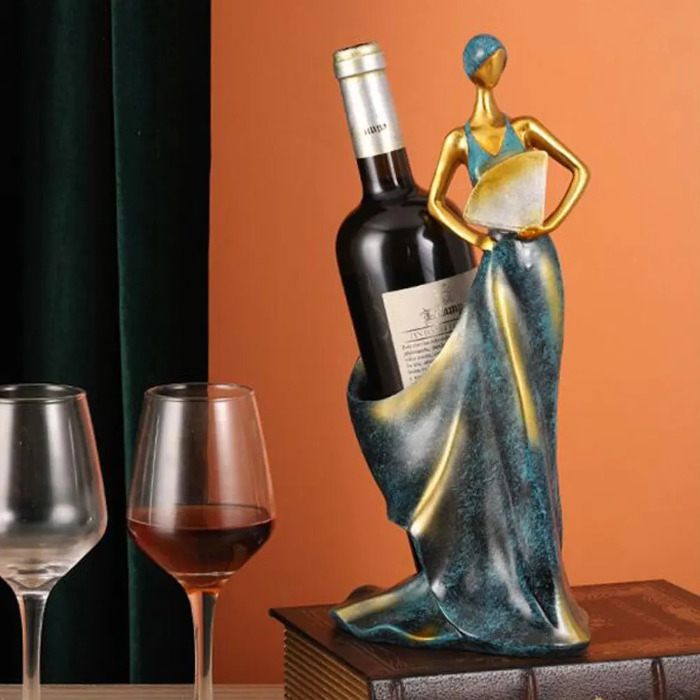 Beauty Lady Statue Resin Wine Bottle Holder Red Wine Display Rack Elegant Storage Stand for Tabletop Decoration