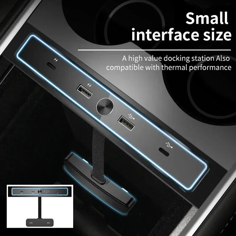 

Для Tesla Model 3 Y 2 в 4 27 Вт Автомобильная док-станция Удлинитель преобразователя Интеллектуальный USB-концентратор Адаптер центральной консоли Быстрое зарядное устройство