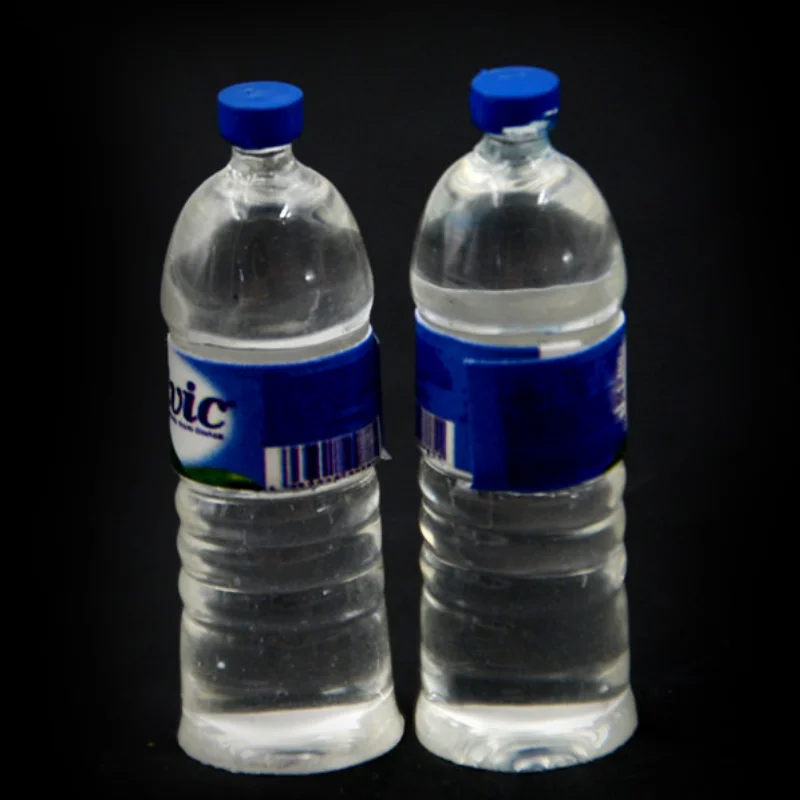 2 Stück Flaschenwasser zum Trinken, Miniatur-Puppenhaus, 1:12, Spielzeug, Puppen, Essen, Küche, Wohnzimmer, Zubehör