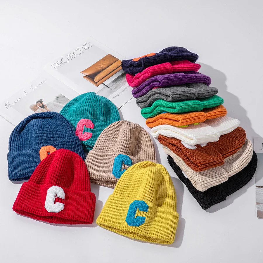 Frauen Winter Warm Halten Mützen Multi Farbe Gestrickte Outdoor Weibliche Mode Einfache C Winter Kappe Bonnets – Detail 3