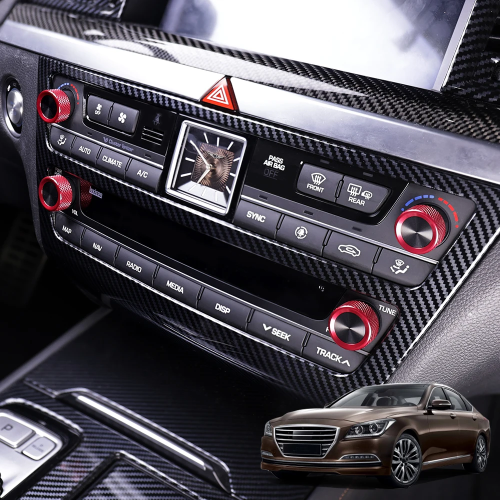 Für Genesis G80 DH 2015-2020 LHD RHD Aluminiumlegierung Klimaanlagen-/Audio-Drehknopf-Ringabdeckung Zierleiste Innenraumzubehör – Detail 6