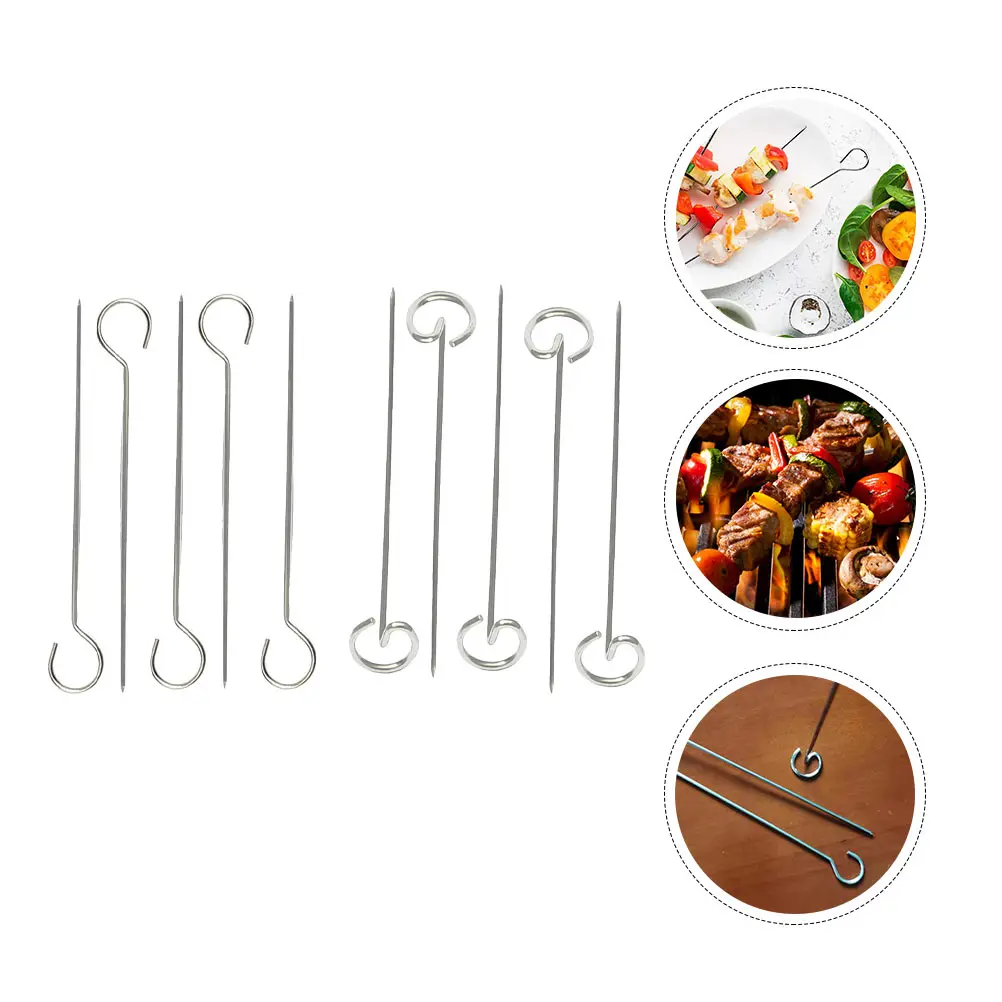 

10pcs 19 5CM G Shape 9 Shape Stainless Steel BBQ Skewers Durable Heat Resistant Grilling Tools for Parties
