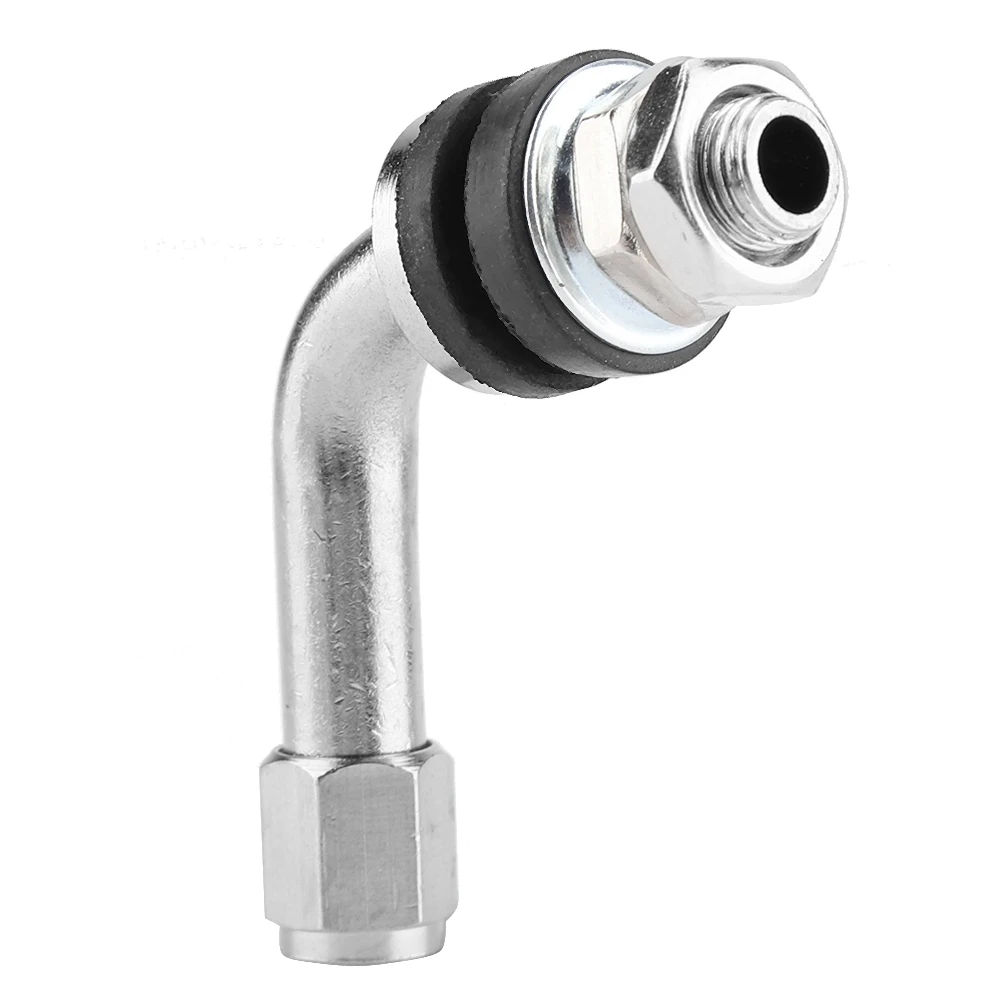 Aluminum Alloy 90-Degree Valve Stems 4 Pcs Angle Bent ValveUniversal for Tyre Car SUV Moto Bike Heat Resistant Black Silver Kit