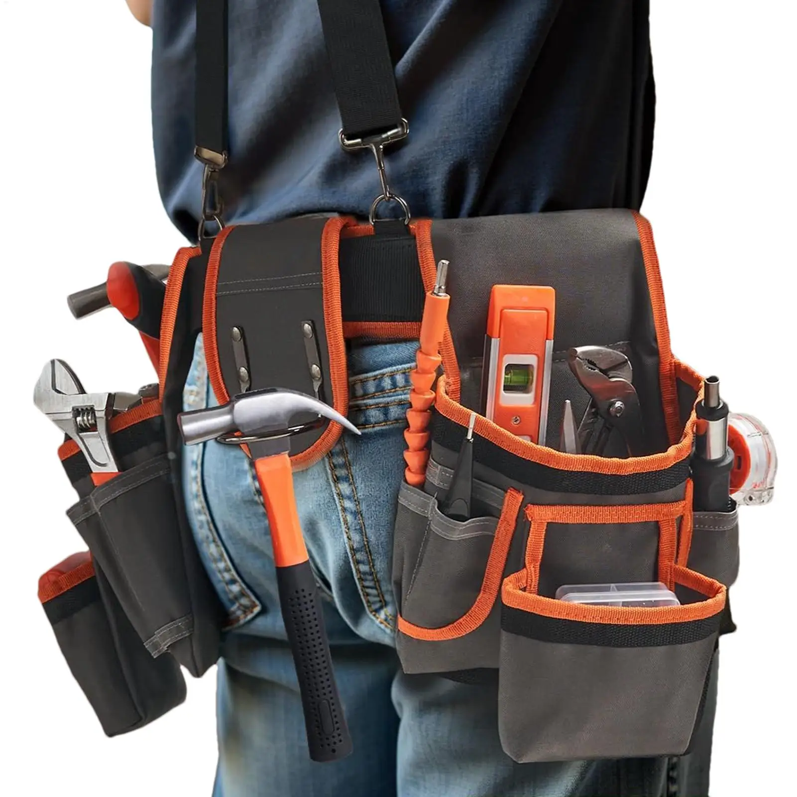 

Ремень для инструментов Ремень для инструментов Регулируемый поясной держатель с подтяжками и 19 карманами для ремонта сантехники электрика дома