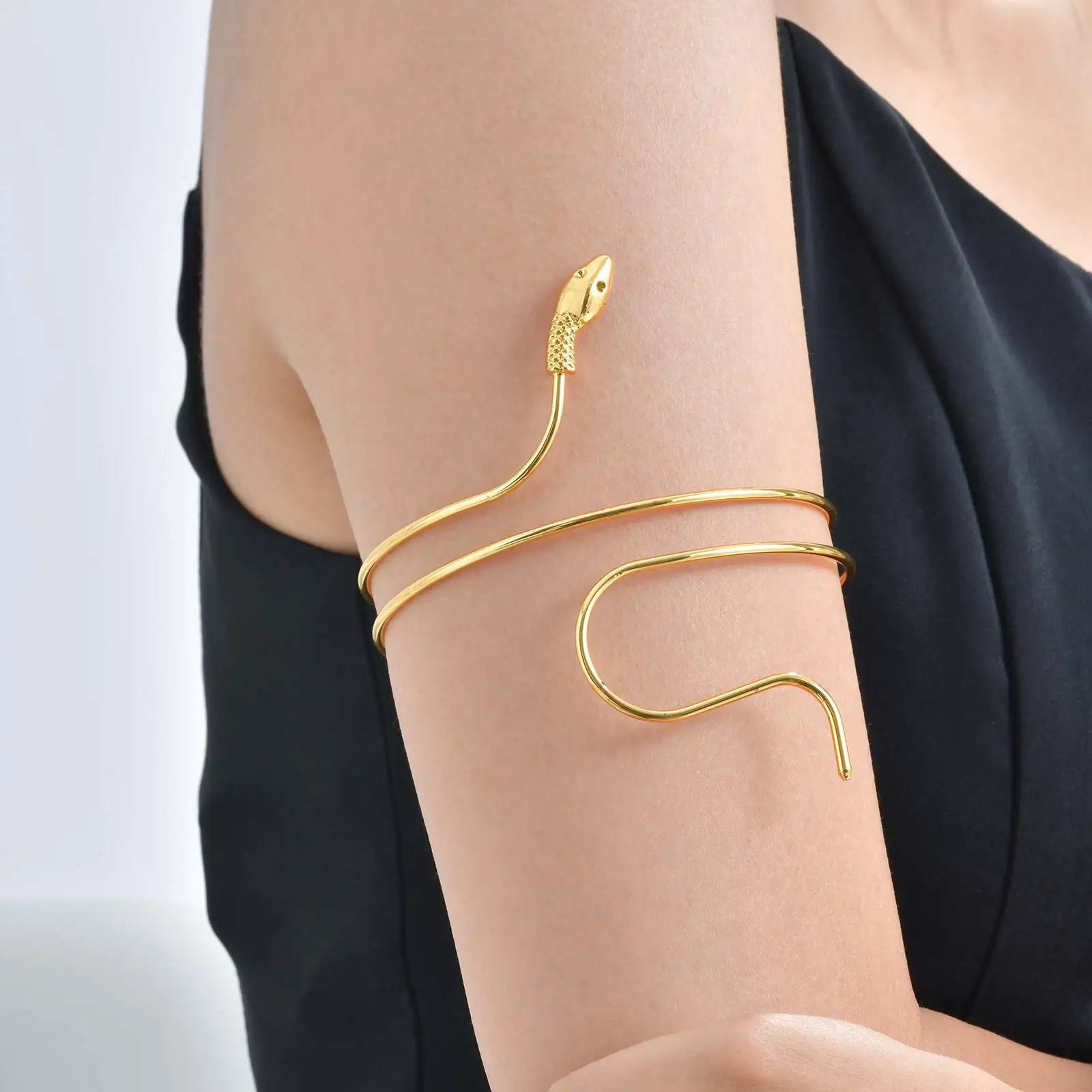 Oberarm-Armband für Damen, modischer, kreativer, spiralförmiger, verstellbarer Armband-Manschettenarmreif, luxuriöser ästhetischer Schmuck – Detail 5