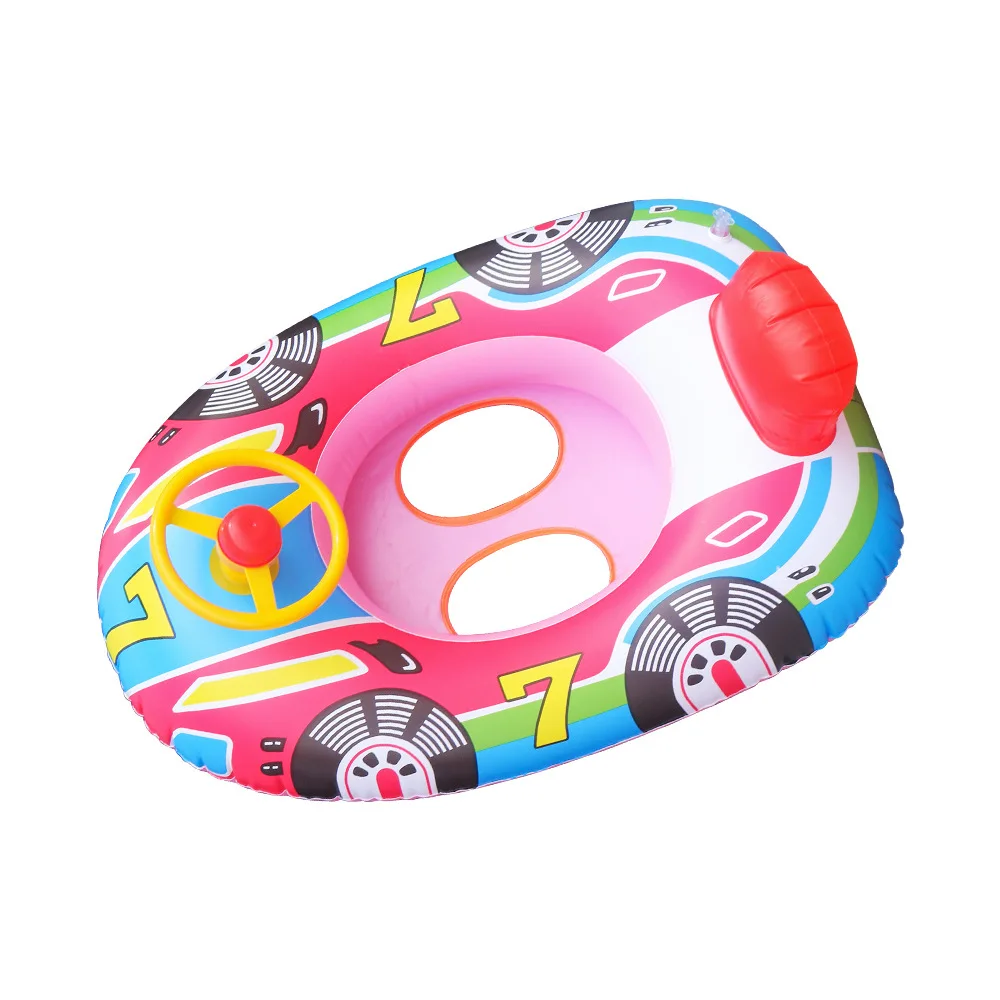 Cerchio di nuoto transfrontaliero Cerchio di nuoto gonfiabile carino cartone animato di 1-3 anni Cerchio di nuoto per barca per auto con steer in corno