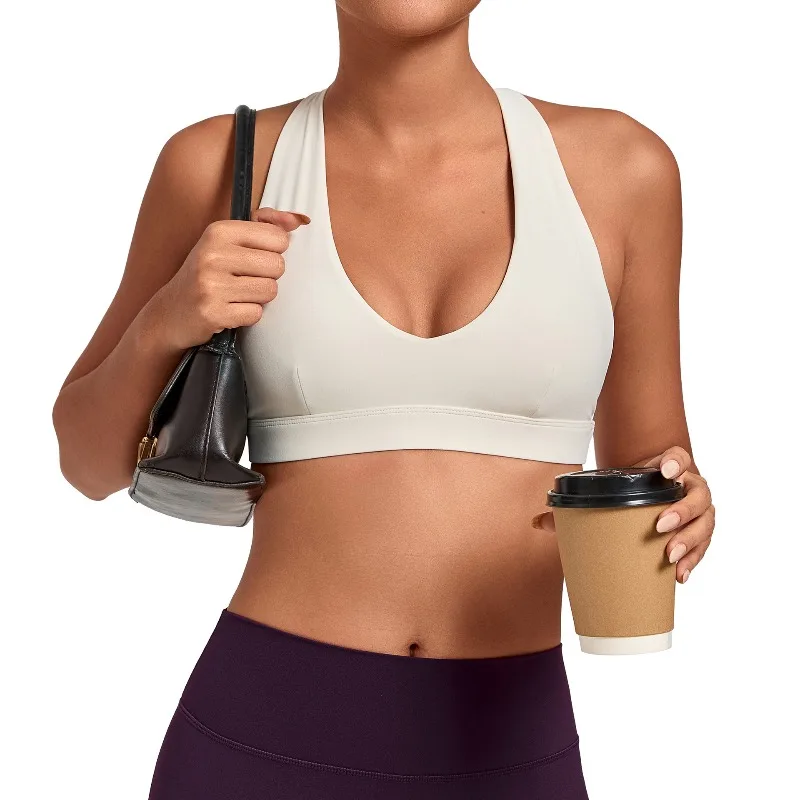 

samless women's gym workout sports bras Gathering Anti-Shake Halter Strap Yoga Bra Tight Outdoor Sports Running Fitness Top