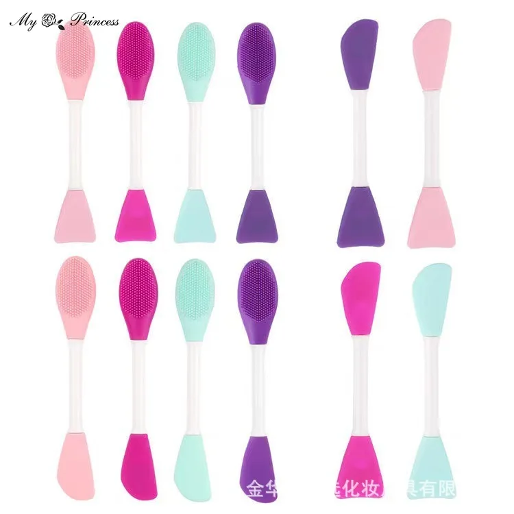 Double Headed Silicone Face Cleansing Scrubber Brush Facial Mask Brushes Applicator for Women Face Makeup Brush Skin Care