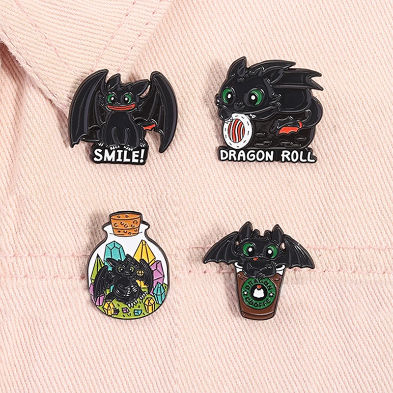 Kawaii Anime Dragon Tamer Toothless Enamel Pin Adventure Animation Role Dragon Roll Brooch Lapel Badge Jewelry Gifts For Friends